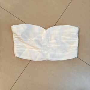 DISSH “Estelle” pleated front, strapless crop top in White Linen, AU6 /US2, EUC